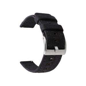 HNS Premium Canvas Cotton Quick Release Fashion Watch Replacement Band Straps Black