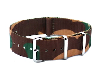 HNS 20mm Mimetismo Deserto Heavy Duty Ballistic Nylon Cinturino orologio con fibbia in acciaio inossidabile lucido NT103