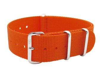 HNS Orange Heavy Duty Ballistic Nylon Watch Strap With Polished Stainless Steel Buckle NT146