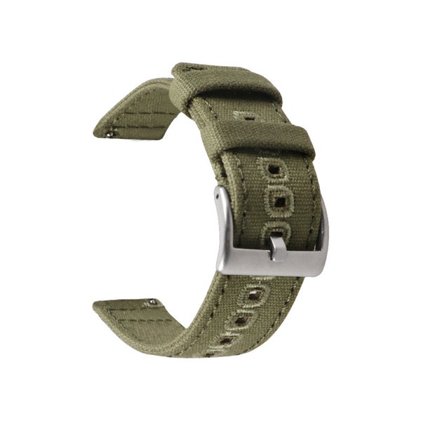 HNS Premium Canvas Cotton Quick Release Fashion Watch Replacement Band Straps Green
