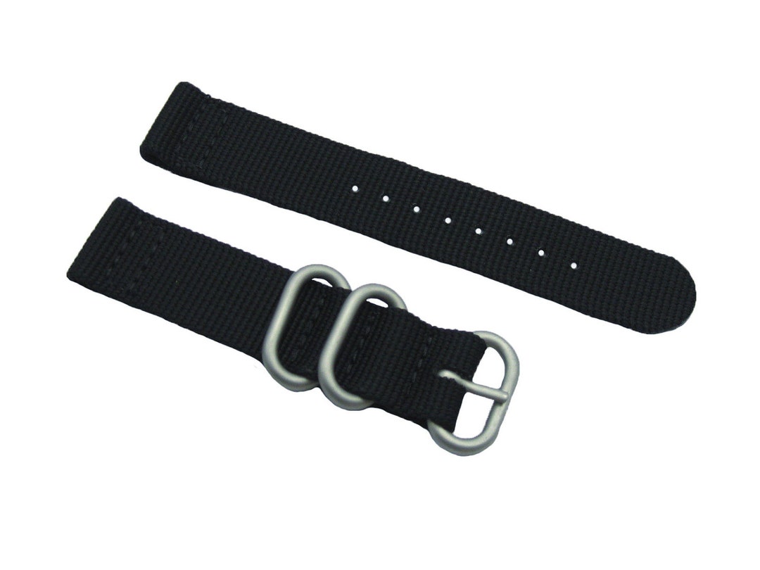 HNS 2 Pieces Black Heavy Duty Ballistic Nylon Watch Strap