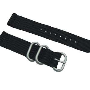 HNS 2-delat svart kraftigt ballistiskt nylonarmband med 3 mattbelagda ringar i rostfritt stål ZU048