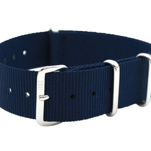 HNS Navy Heavy Duty Ballistic Nylon Watch Strap With Polished Stainless Steel Buckle NT154