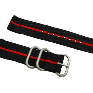 HNS 2 delar svart med rött kraftigt ballistiskt nylonarmband med 3 mattringar ZU061