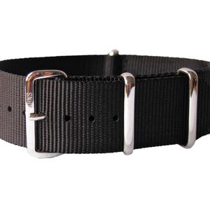 HNS Black Mod RAF Heavy Duty Ballistic Nylon Watch Strap Polished Buckle NT014
