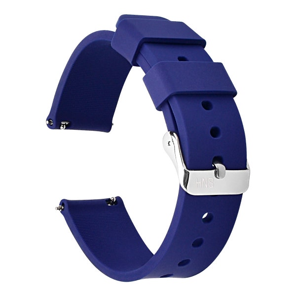 Soft Silicone Quick Release Straps - Choose Color & Width - 18mm, 20mm, 22mm - Soft Rubber Watch Bands Navy