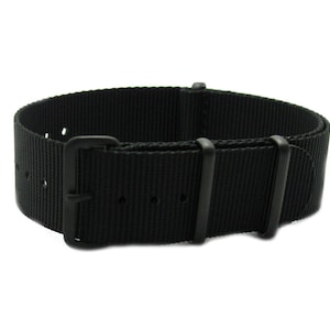 HNS Black Heavy Duty Ballistic Nylon Watch Strap With PVD Black Buckle NT111