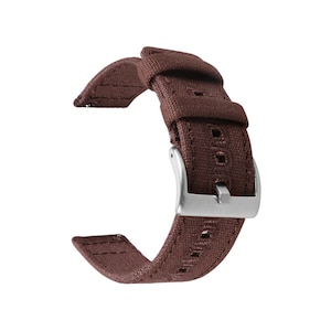 HNS Premium Canvas Cotton Quick Release Fashion Watch Replacement Band Straps Brown
