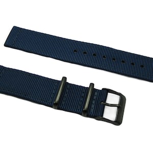 HNS 2 Pieces Navy Heavy Duty Ballistic Nylon Watch Strap With PVD Coated Stainless Steel Buckle NT136