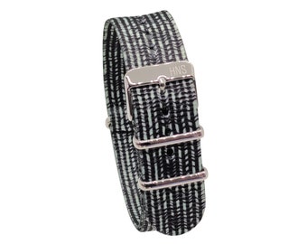 HNS Unique Double Graphic Printed Trace Heavy Duty Ballistic Nylon Watch Strap With Polished Buckle NT246
