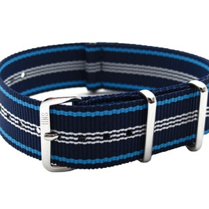 HNS 20mm Navy Strip Heavy Duty Ballistic Nylon Watch Strap With Polished Stainless Steel Buckle NT161