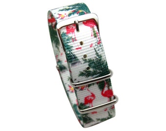 HNS Unique Double Graphic Printed Flamingo White Bg Nylon