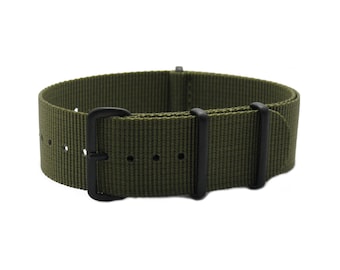 Correa de reloj de nylon balístico HNS Olive heavy duty con hebilla de acero inoxidable PVD NT108