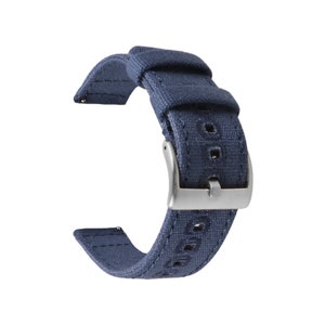 HNS Premium Canvas Cotton Quick Release Fashion Watch Replacement Band Straps Blue