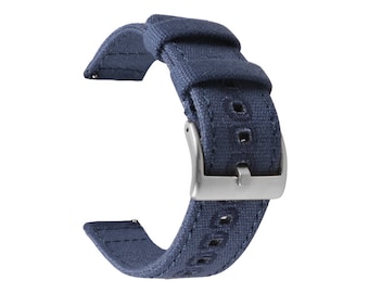 HNS Premium Canvas Cotton Quick Release Fashion Watch Replacement Band Straps Blue