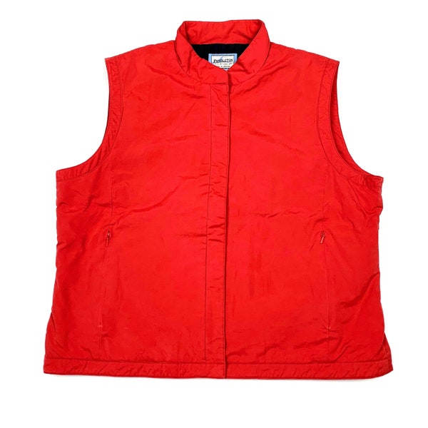 Vtg Pendleton Retro Plaid Lining Full Zip Red Vest Women's Large