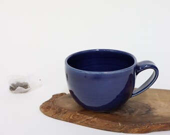 Tea/coffee Cup - 400 ml - Handmade Ceramic- deep dark blue Tea Mug - Handmade Ceramic coffee cup - mug