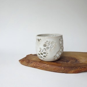 White candle holder Handmade Ceramic candle holder White tea light with holes pottery image 8