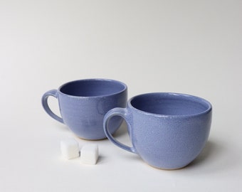 Pair of Espresso Cups 170ml - Set of two cornflower blue espresso cups - Handmade ceramic cups - Teal pottery coffee, macchiato small cups