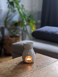Essential Oil Burner & Wax Warmer – White Aromatherapy Diffuser, Handmade Ceramic Pottery