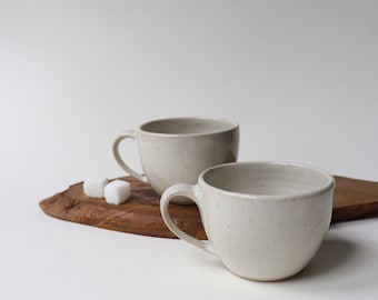 Pair of Espresso Cups 180 ml - Handmade ceramic set of two natural white espresso cups - Pair of small coffee cups - Minimalist Pottery