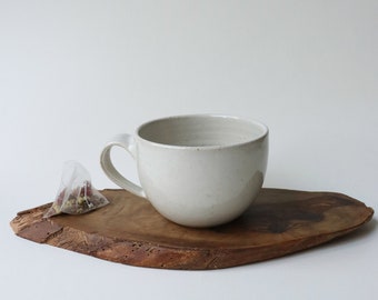 Tea/coffee Cup - 400 ml - Handmade Ceramic- Natural White Tea Mug - Handmade Ceramic cappuccino cup - mug - pottery