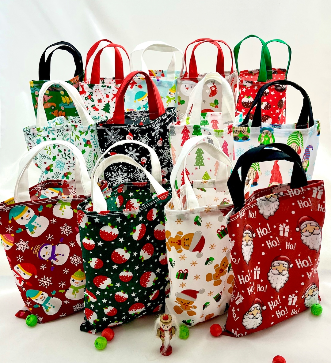 Christmas Reusable Fabric Party, Gift Bags Many Designs to Choose From
