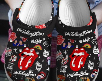 Sabots Rolling Stones personnalisés,Pantoufles Rolling Stones,Chaussures personnalisées, Sandales Rolling Stones, Chaussons rigolos,Chaussures d'été personnalisées