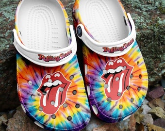 Sabots Rolling Stones avec nom personnalisé,Chaussures de groupe de rock, Pantoufles Rolling Stones,Chaussures Avec Nom personnalisé, Sandales Rolling Stones, Pantoufles rigolotes