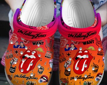 Sabots Rolling Stones personnalisés,Pantoufles Rolling Stones,Sandales Rolling Stones, Pantoufles rigolotes,Chaussures avec nom personnalisé, Chaussures d'été personnalisées