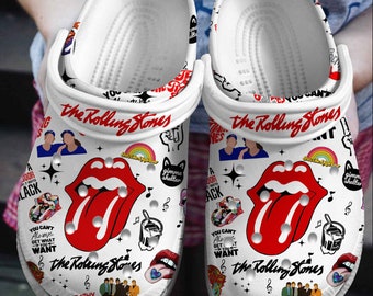 Chaussures personnalisées, Sabots Rolling Stones, Chaussons de musique Rolling Stones, Sandales Rolling Stones, Chaussons rigolos, Chaussures d'été personnalisées