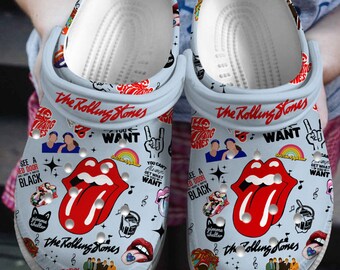 Sabots Rolling Stones personnalisés, chaussons Rolling Stones, chaussures personnalisées avec prénom, sandales Rolling Stones, chaussons rigolos, cadeau Rolling Stones