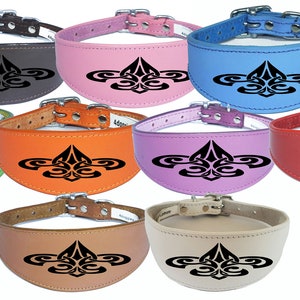 Collier de chien En cuir Greyhound Collar Whippet Collier rembourré Support Laser Gravé D8