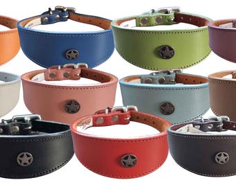 Leren halsband voor windhond Whippet Greyhound Lurcher decoratief stud ontwerp DS 6