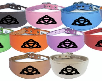 Dog Collar Leather Greyhound Collar Whippet Collar Padded Backing Laser Engraved D7