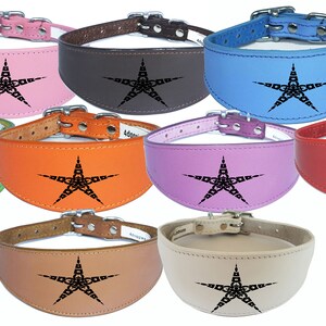 Dog Collar Leather Greyhound Collar Whippet Collar Padded Backing Laser Engraved D15