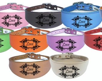 Italian Greyhound Collar Whippet Collar Greyhound Collar Acolchado Collar Perro de Respaldo Grabado D18