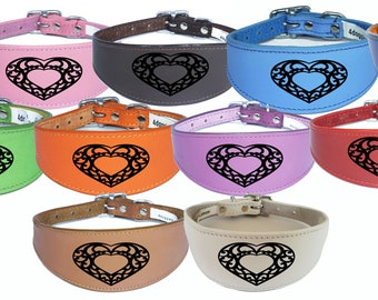 Cane Collare In pelle Collare Levriero Collare Whippet Collare Imbottito Sostegno Laser Inciso D11