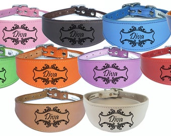 Italian Greyhound Collar Whippet Collar Greyhound Collar Padded Backing Dog Collar Engraved D22