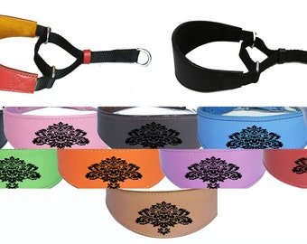 Italian Greyhound Whippet  Greyhound Afghan Saluki Leather Dog Collar Padded Suede Backing Martingale D17