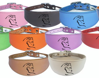 Dog Collar Leather Greyhound Collar Whippet Collar Padded Backing Laser Engraved D12
