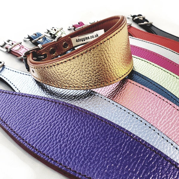 Luxury Foil Leather Dog Collar For Italian Greyhound whippet Sighthound Greyhound