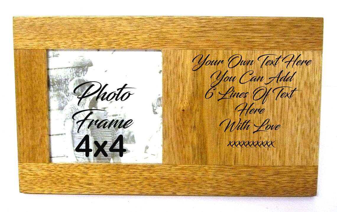 Personalised Oak Wooden Photo Frame Custom Text Wording - Etsy