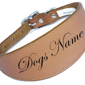 Tan Personalised Leather Dog Collar Whippet, Greyhound Collar Sighthound Dogs