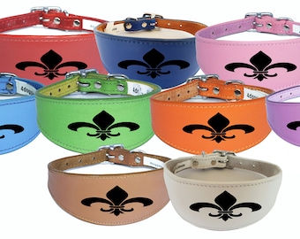Dog Collar Leather Greyhound Collar Whippet Collar Padded Backing Laser Engraved D9