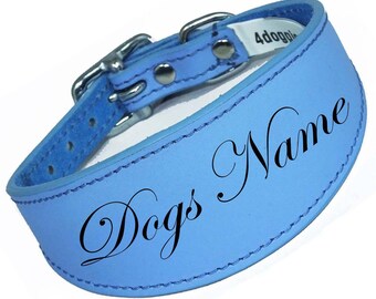Sky Blue Personalised Leather Dog Collar Collar Dogs For Hounds Laser Engraved