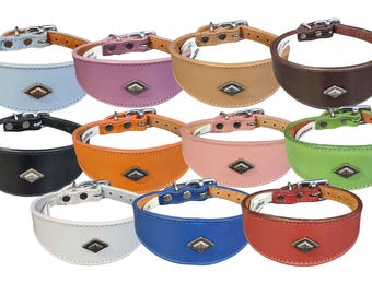 Leren halsband voor Whippet Greyhound Lurcher decoratief stud ontwerp DS 1