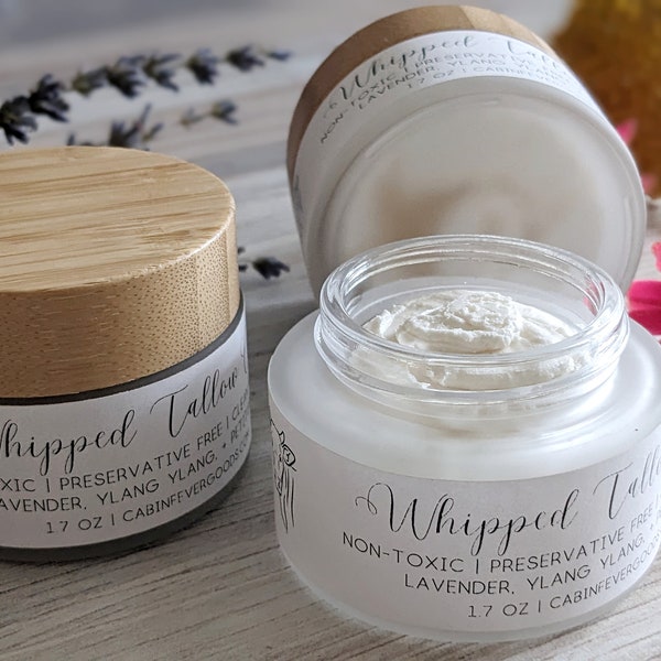 Whipped Tallow Cream for Anti Aging Face Cream Essential Oil Facial Cream Moisturizer -  Farm to Face Skincare Clean Face Cream Lavender