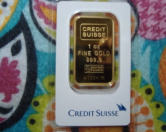 GOLD Credit Suisse BAR- Contains 1 oz of 999.9 Fine Gold