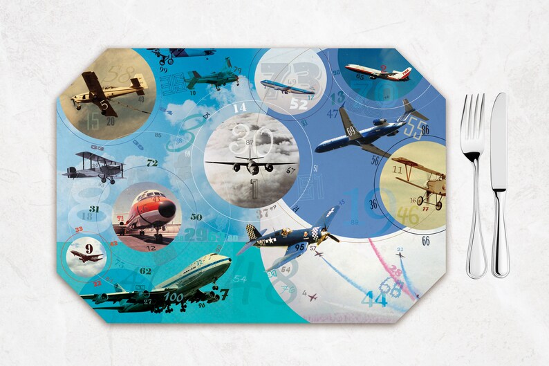 blue airplanes placemats with all the numbers 1-100 Fun preschool math!